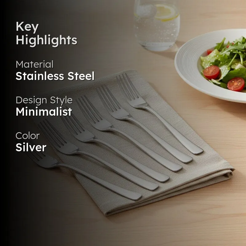 Lucia Stainless Steel Dinner Fork - Set of Six media 2