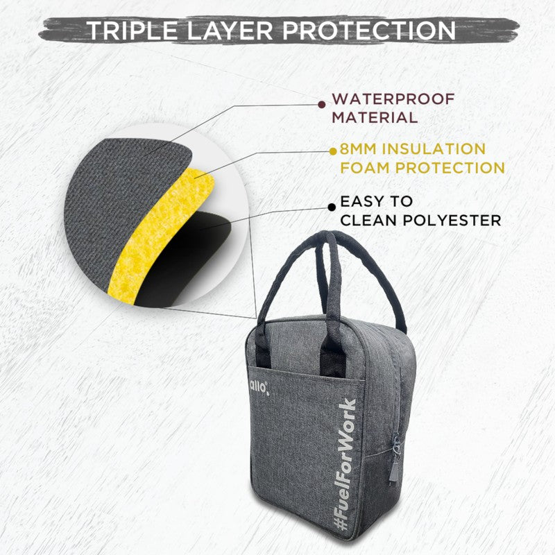 Shapix Polyester Lunch Bag - Black & Grey media 7