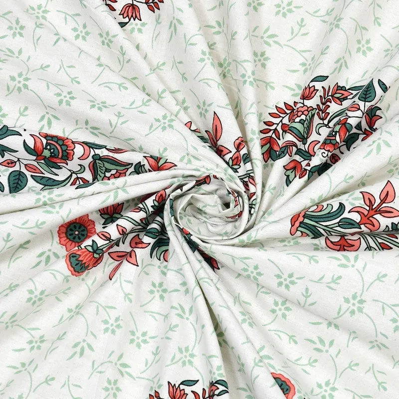 Royally Cotton Bedsheet (Maroon,Green,White) - 240 TC media 5
