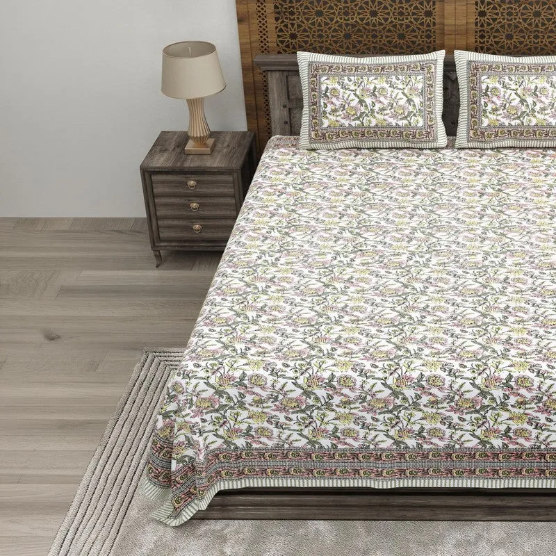 Styleza Cotton Bedsheet (Yellow,White) - 240 TC media 3