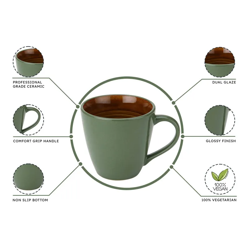 Karvaa Ceramic Coffee Mug (Forest Green/350 mL Each) - Set Of Four media 6