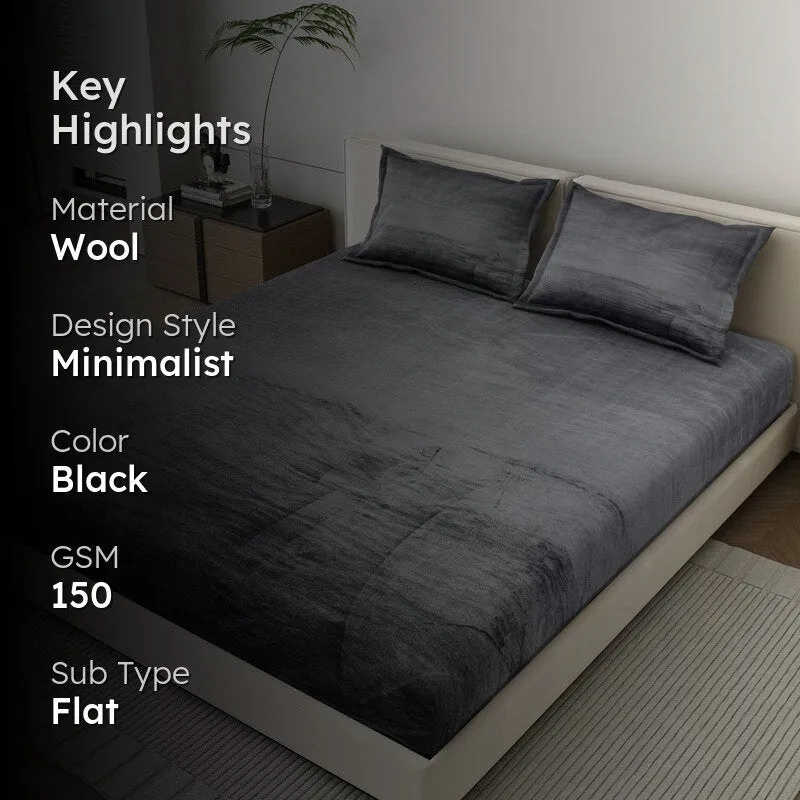 VelvetDream Woolen Bedsheet (Black) - 150 GSM - 2