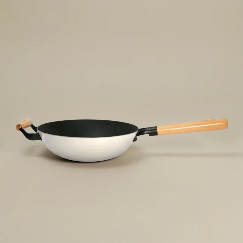Cumin Co Enamel Cast Iron Wok (1500 mL) - White media 5