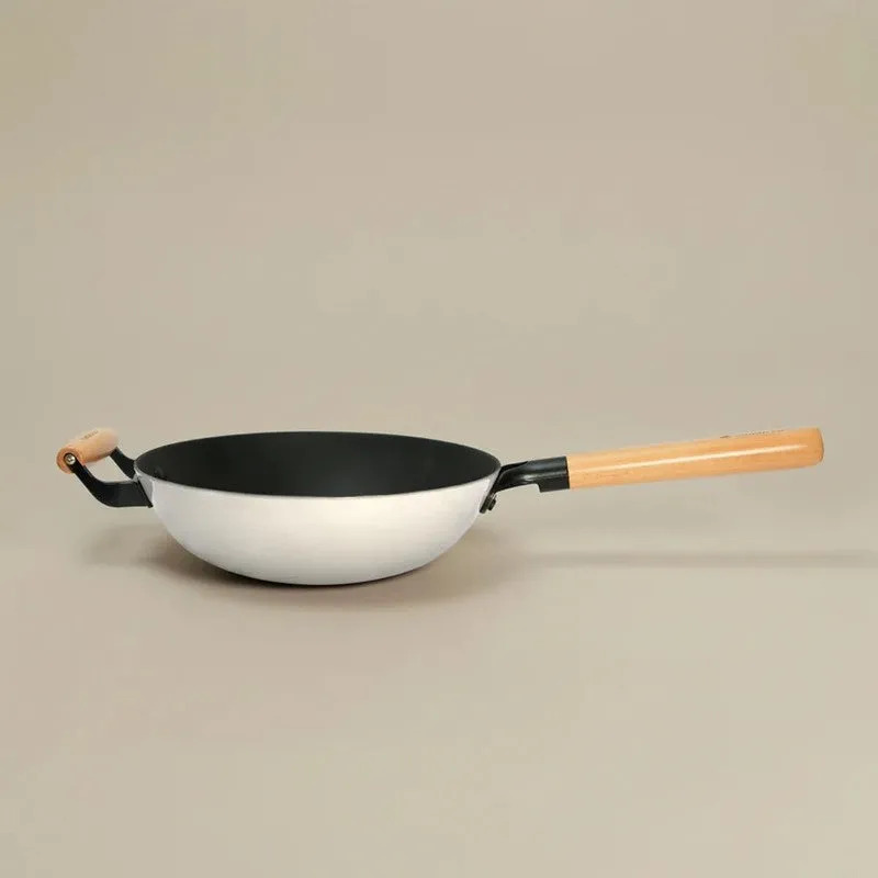 Cumin Co Enamel Cast Iron Wok (1500 mL) - White media 5