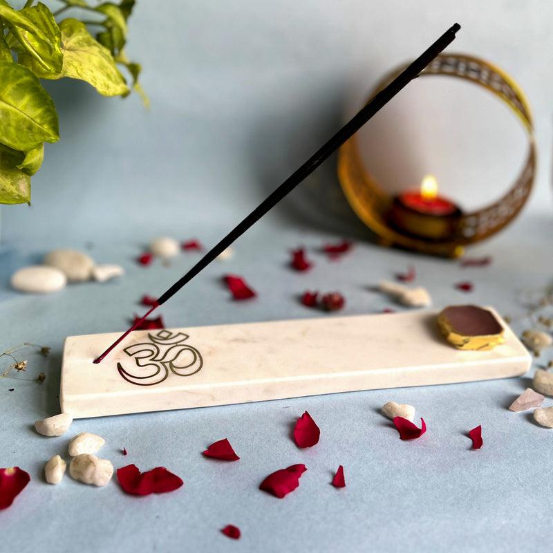 Om Incense Holder With Rose Quatrz Plating - Pink