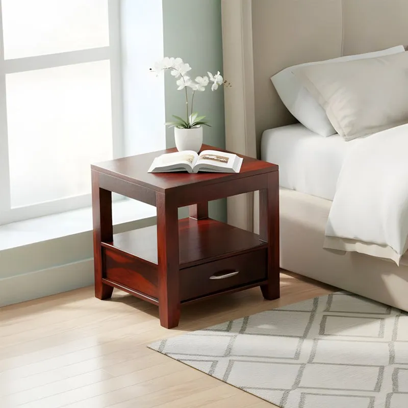 Vverix Sheesham Wooden Side & Bedside Table - Brown media 3