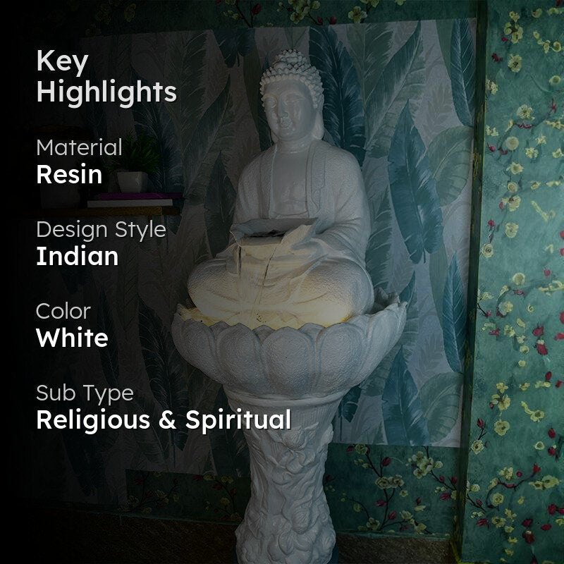 White Buddha Kamal Showpiece media 2