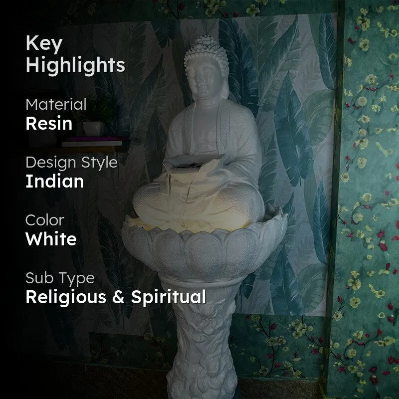 White Buddha Kamal Showpiece media 2