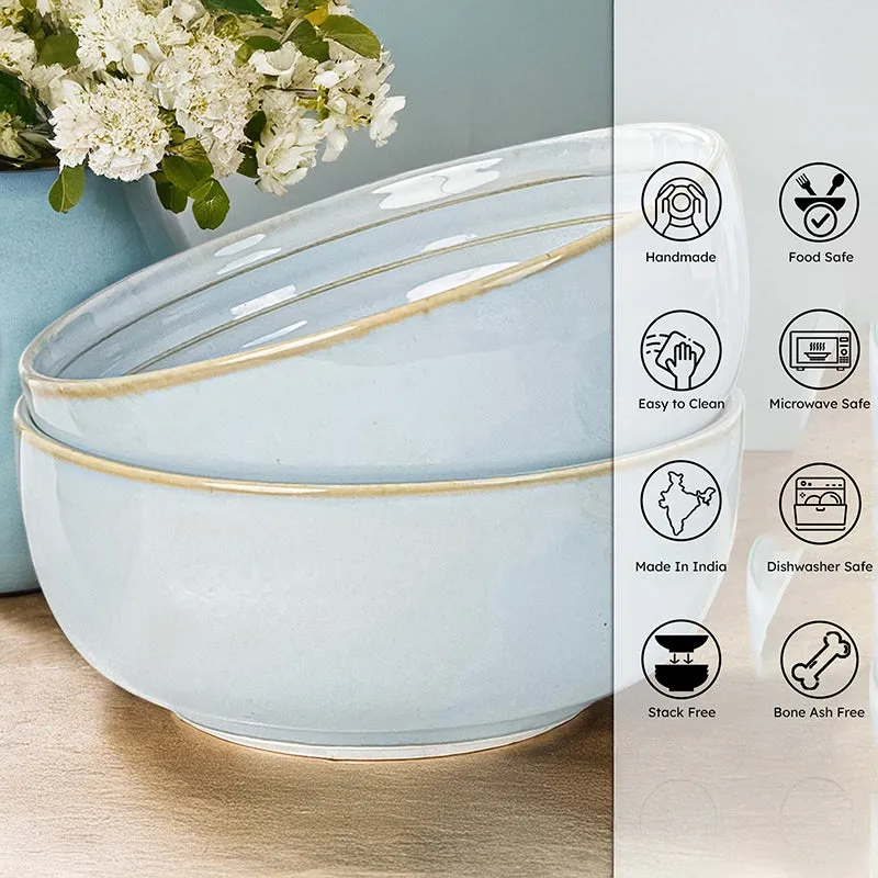 Lilyvein Porcelain Serving Bowl (Ice Blue/1000 mL) - Set Of Two media 3