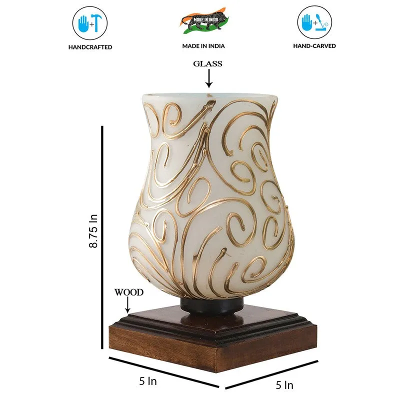 Spark Mosaic Glass Table Lamp - White & Gold media 9