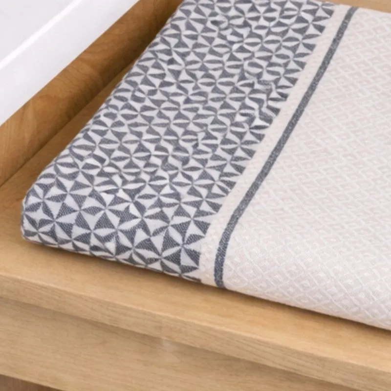 MosacStrip Cotton Bath Towel (Navy) - Set Of Two media 5