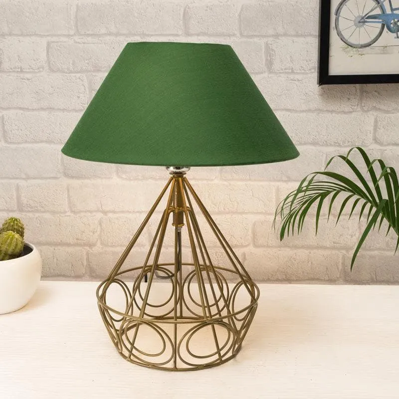 Farmhouse Fabric Table Lamp - Green,Gold media 3