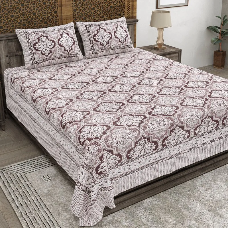 Craftva Cotton Bedsheet (Brown) - 240 TC media 1