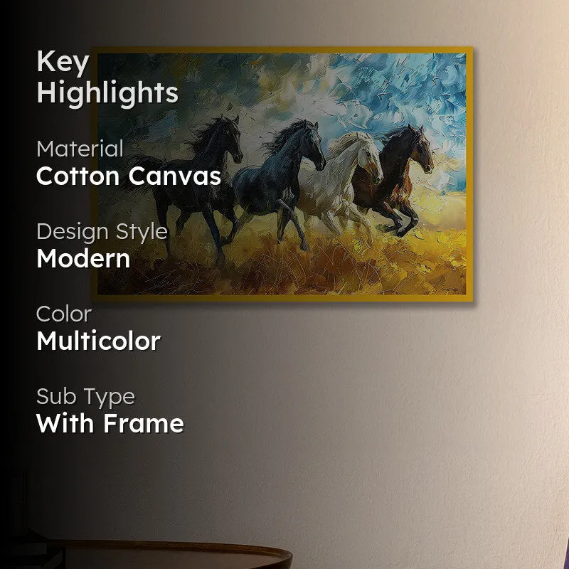 Equine Gallop Wall Art with Gold Frame media 2