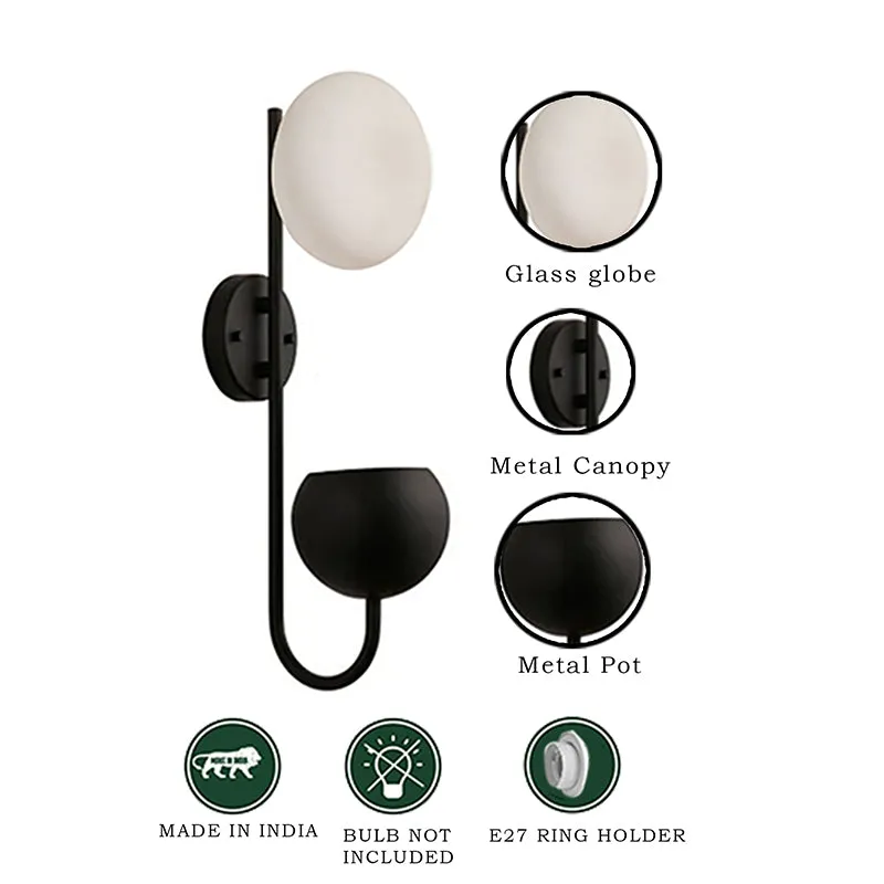 Folium Glass & Metal Wall Lamp - Black media 4