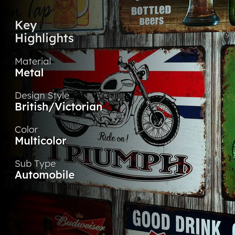 Ride On Triumph Retro Metal Wall Accent media 2