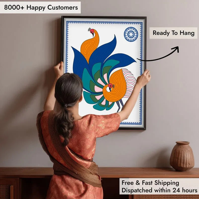 Mayurika Framed Madhubhani Canvas Wall Painting media 7