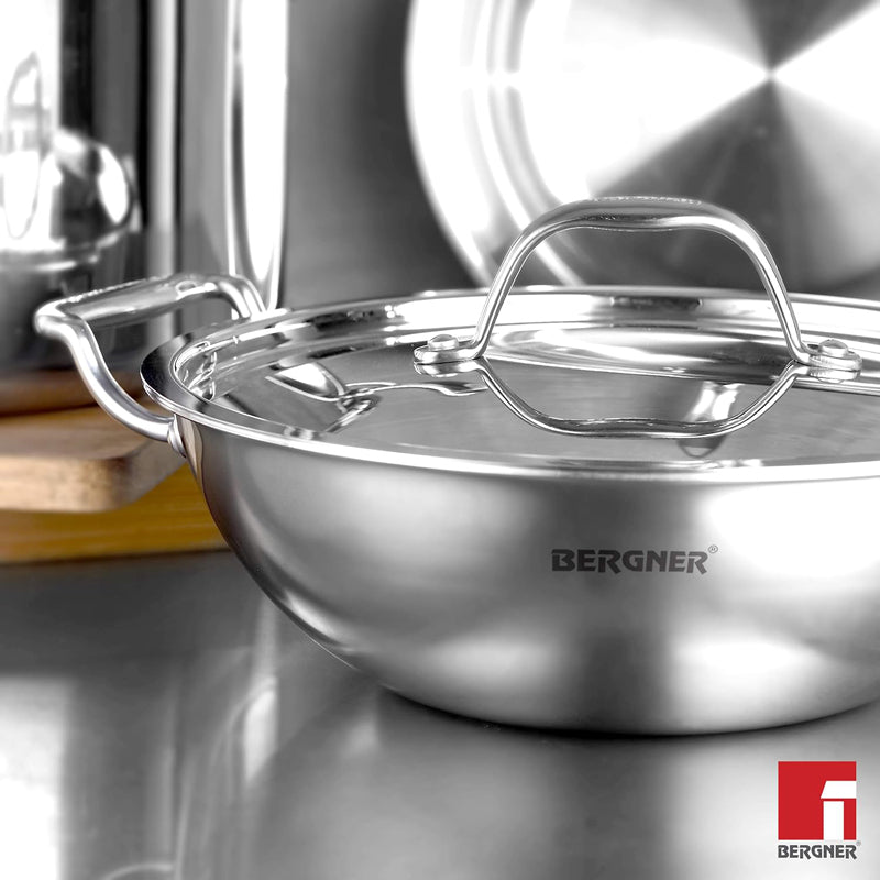Bergner Argent Triply Kadhai With Lid - 2000 mL media 3