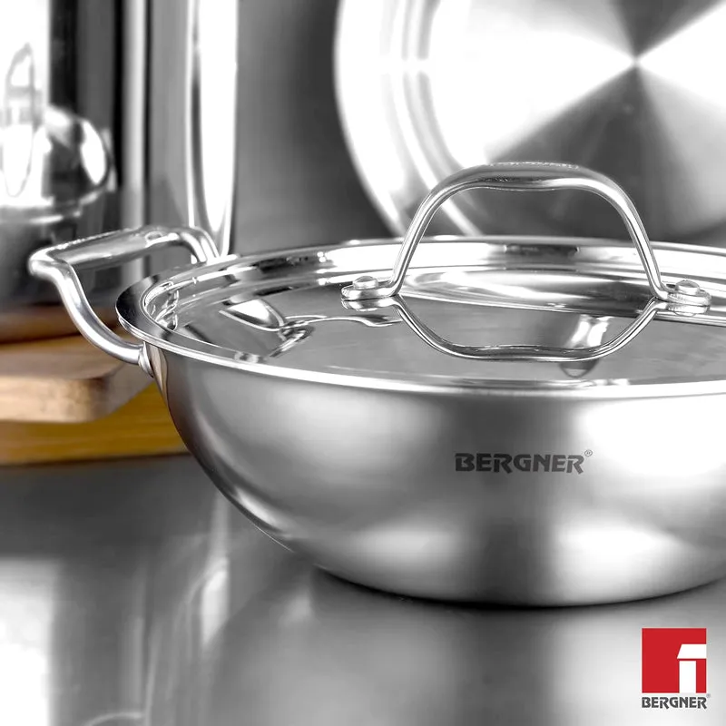 Bergner Argent Triply Kadhai With Lid - 2000 mL media 3