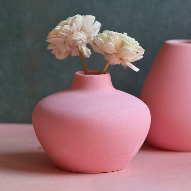 Yelena Orla Ceramic Vase (Pink) - Two Piece Set media 3