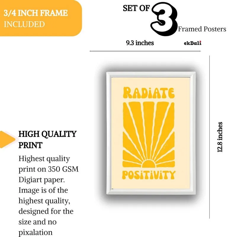 Positivity Pop Paper Wall Painting With Frame - White media 10