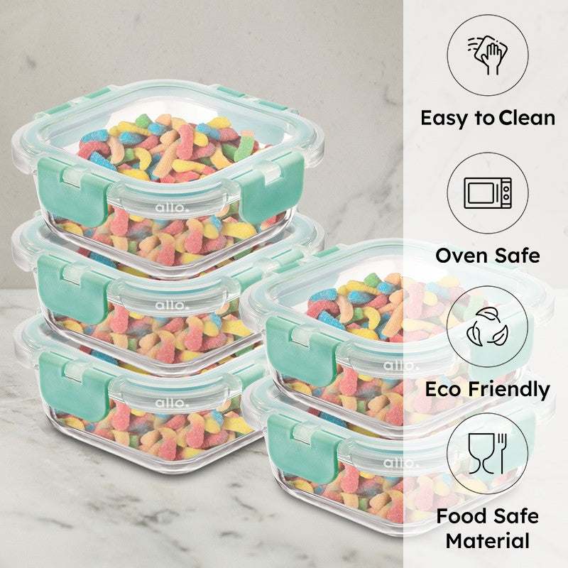 Tifrak Leak Proof Glass Lunch Box (160 mL Each) - Set Of Five