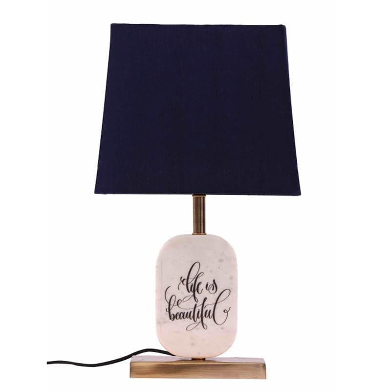 Life Light Printed Marble & Brass Base Fabric Table Lamp - Blue,White media 4