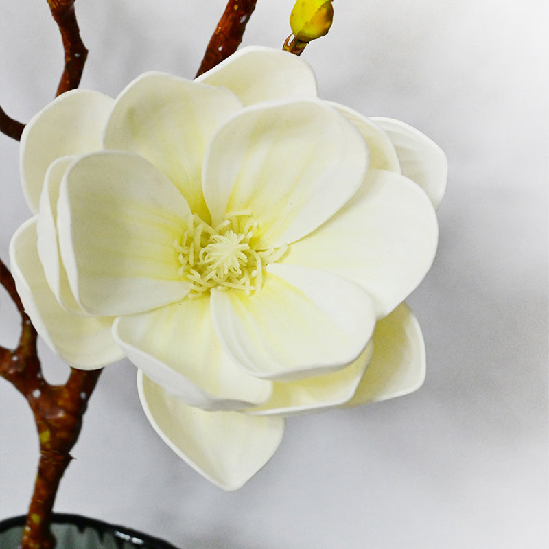 Artificial Magnolia Decorative Flower Stick - White media 4
