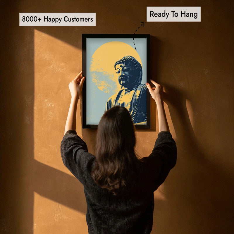 Buddha In Golden Aura V Archival Paper Wall Painting With Black Frame media 7
