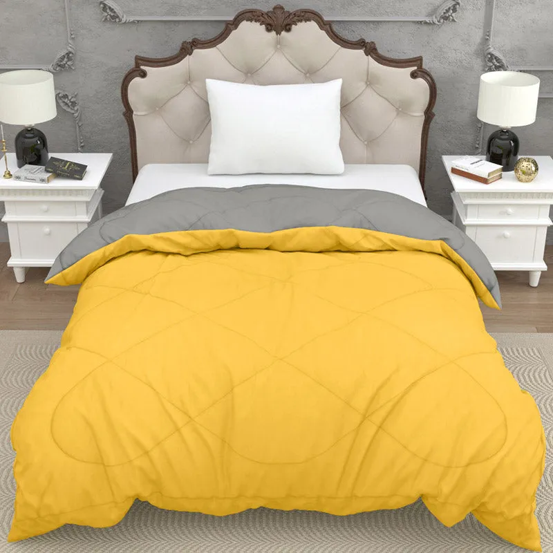 Nihara Reversible Dual Color Glace Cotton Comforter (Yellow & Grey) - 200 GSM media 3
