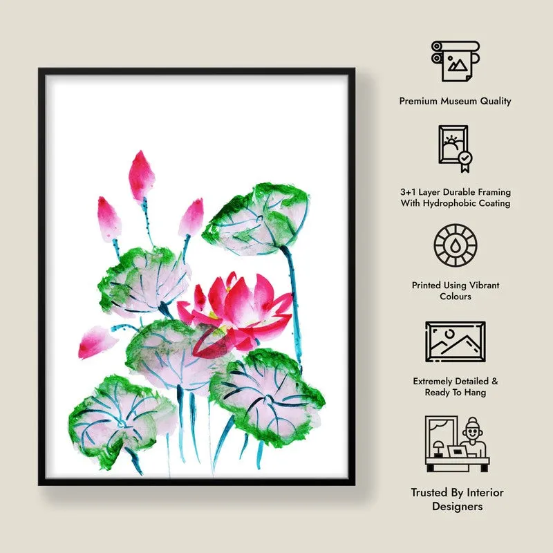 Lotus & Buds Archival Paper Wall Art With Frame media 9