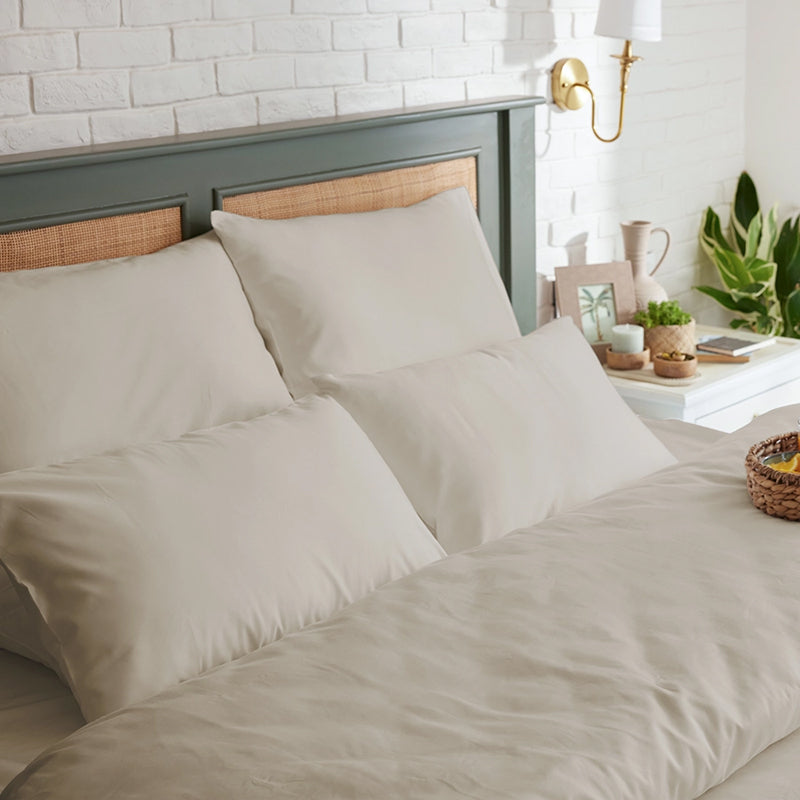 Maison Solid Cotton Bedsheet (Beige) - 400 TC media 12
