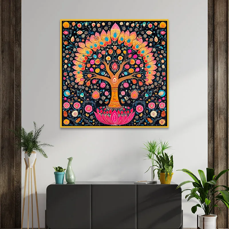 Sylavan Trance Canvas Wall Painting With Frame - Gold media 4
