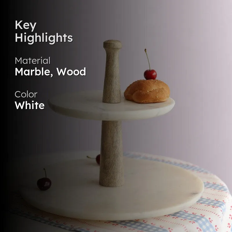 Orange Tree Damas Two Tier Cake Stand (Marble,Wood) media 2