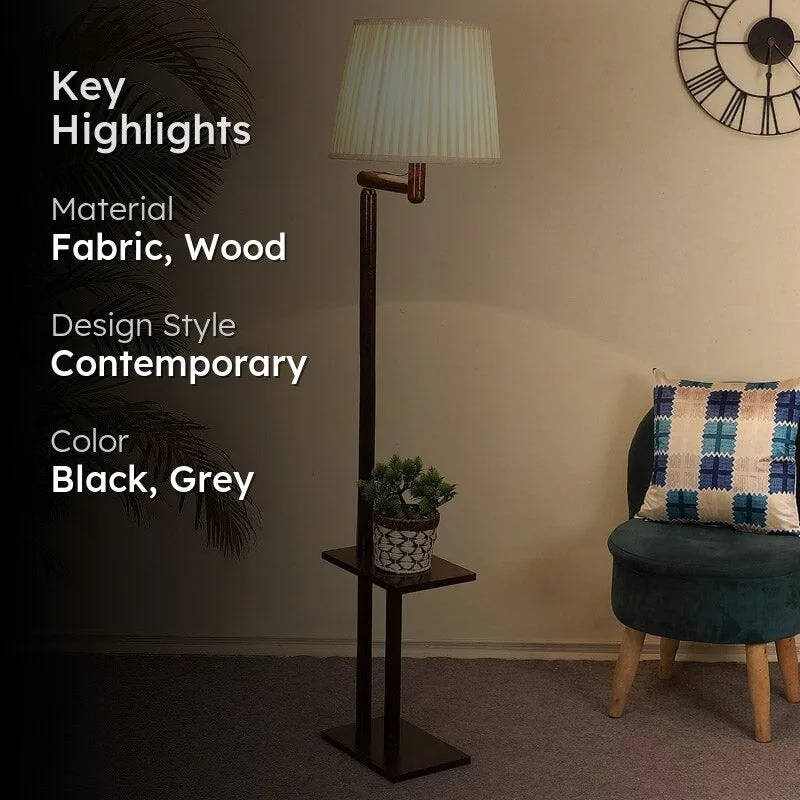 Mishuna Enya Wooden Floor Lamp With Shelf media 2
