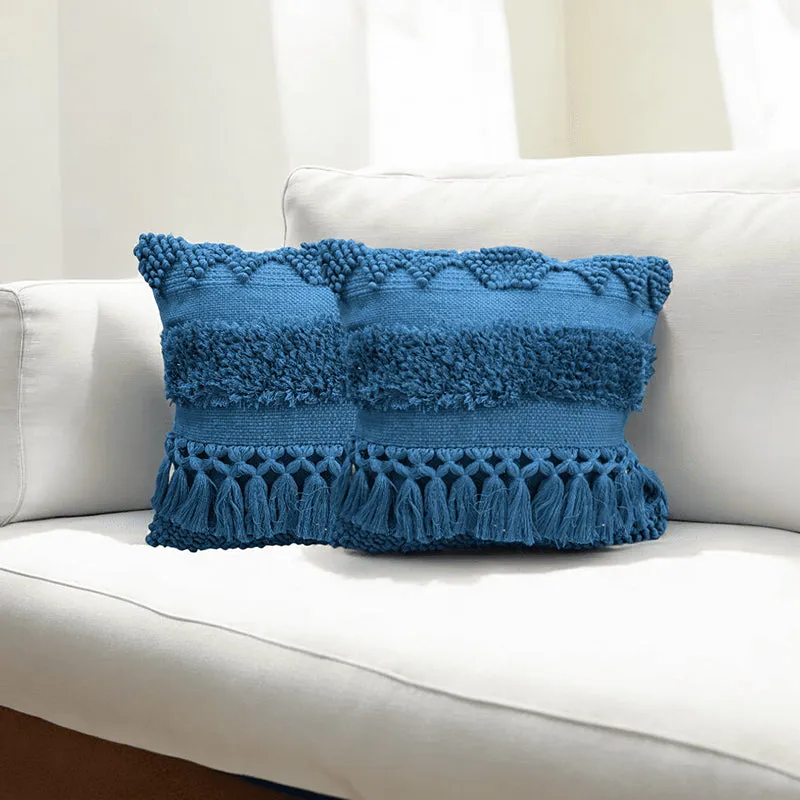 Squish-A-Lot Tufted Cushion Cover (Blue) - Set Of Two media 1