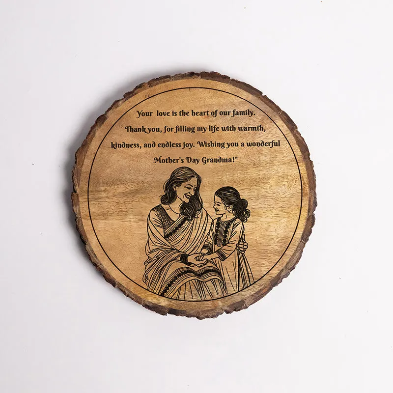 Mother's Day Wishes To Grandma Wood Showpiece - Round media 5