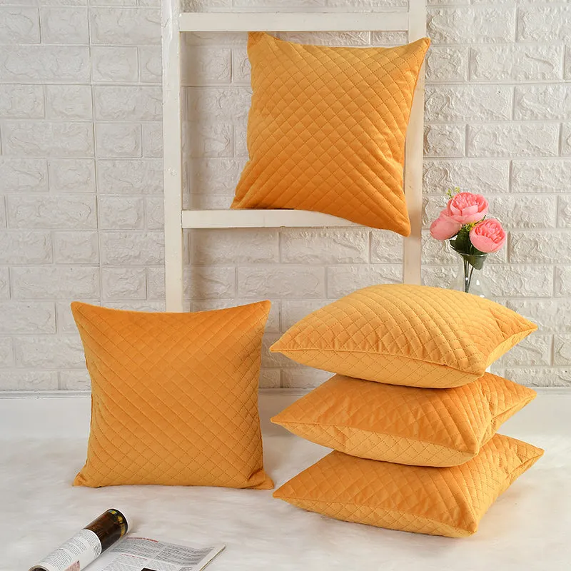Orson Quilted Velvet Cushion Cover (Yellow) - Set Of Five media 2