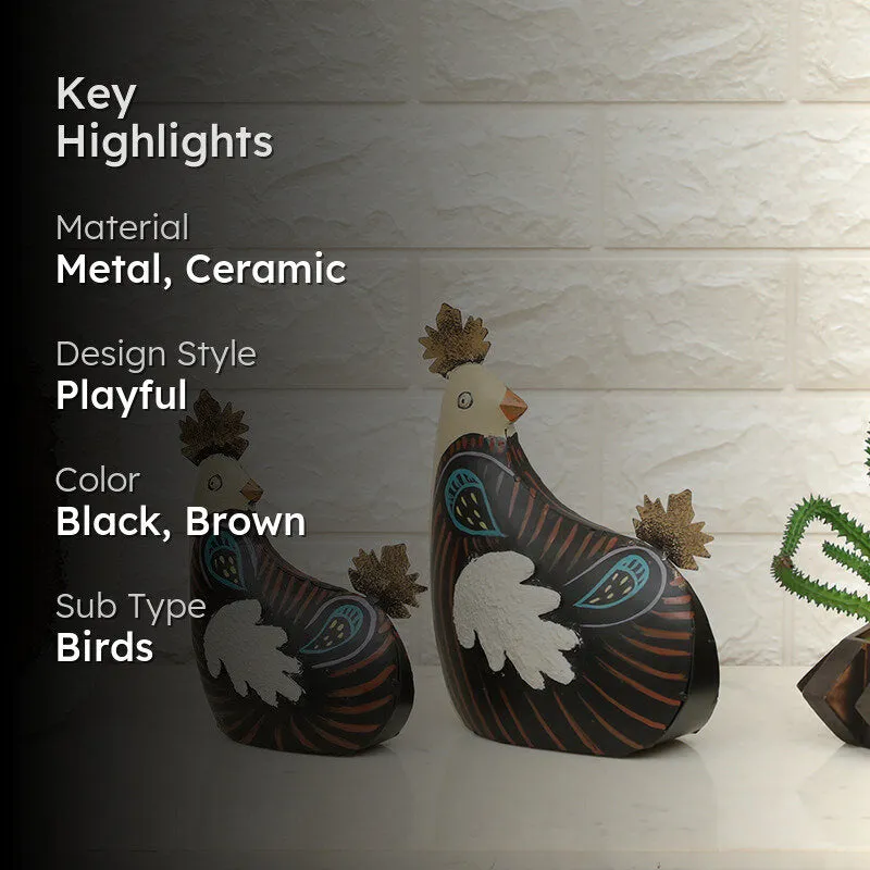 Pouleto Ceramic & Metal Showpiece - Set Of Two media 2