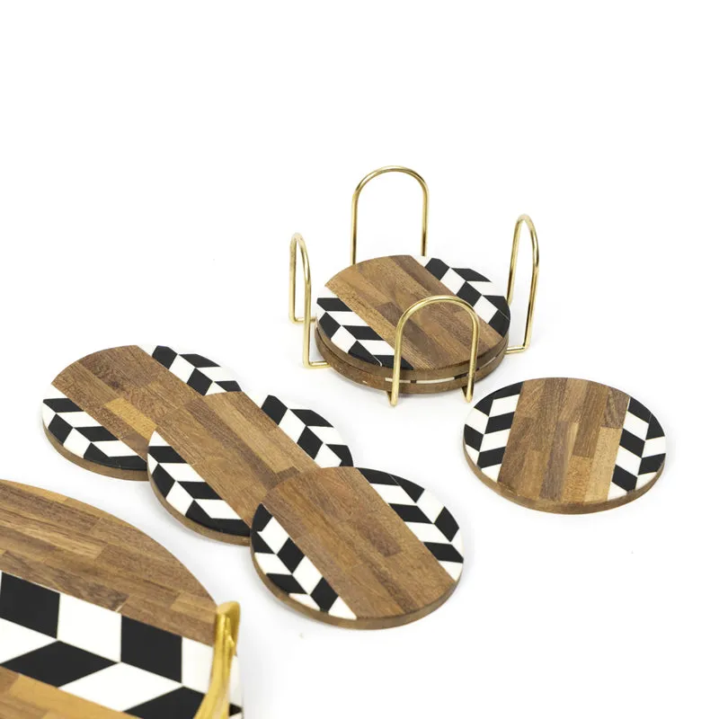 Nihi Black & White MDF Platter With Coaster - Eight Piece Set media 4