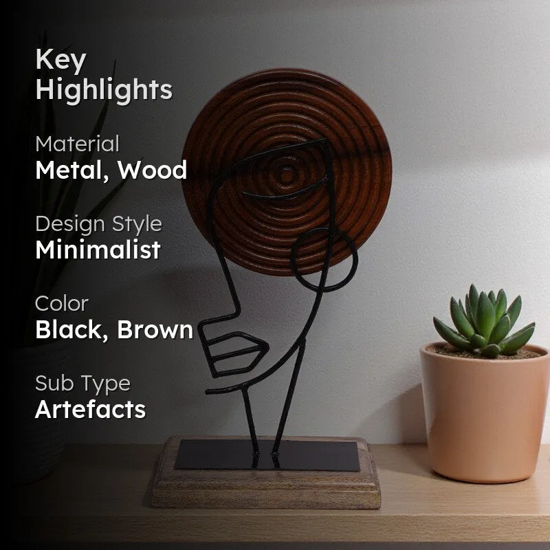 Artisan Abstract Face Metal Showpiece media 2