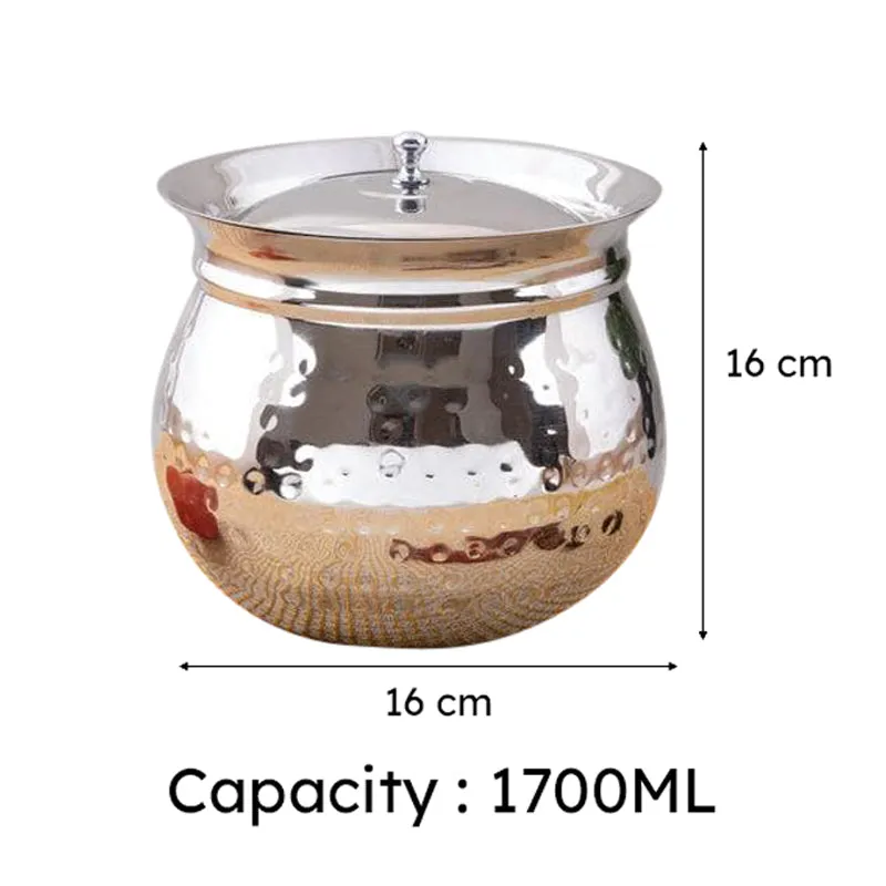 Vintage Charm Hammered Madrasi Lidded Handi - 1700 mL media 6