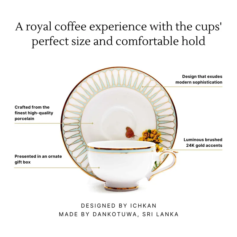 Basant 24k Gold Brushed Porcelain Tea Cup & Saucer (280 mL) - Set of Six media 6