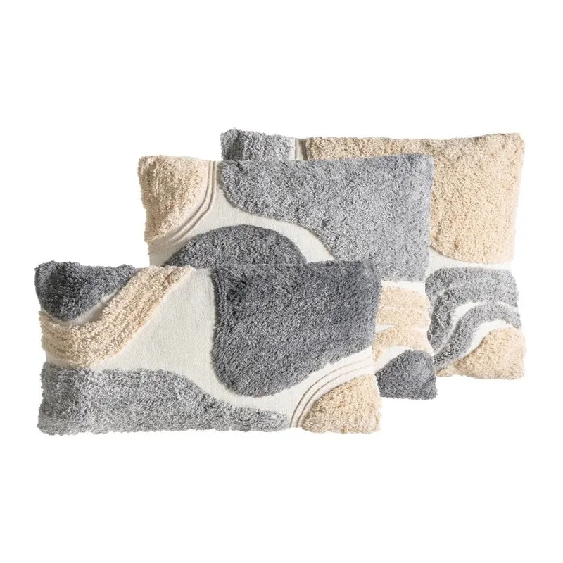 Soft Charm Tufted Cotton Cushion Cover (Grey) - Set of Three media 4