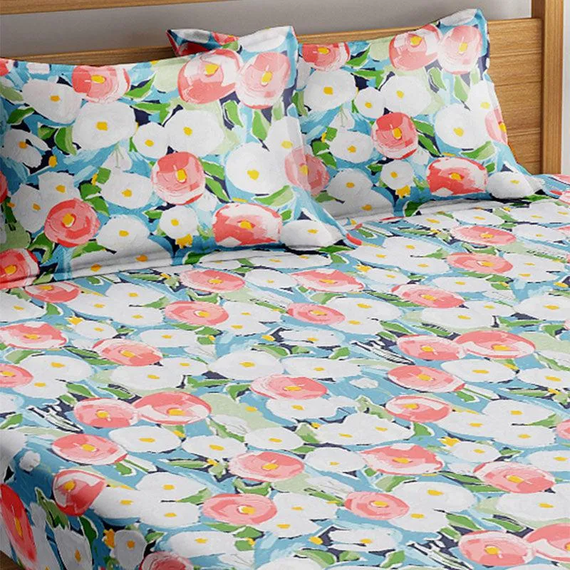 Liam Floral Cotton Bedsheet - 210 TC media 5
