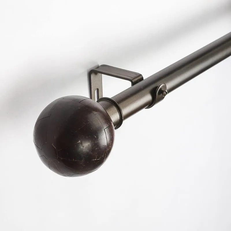 Orbis Extendable 1" Single Curtain Rod With Round Finial & Brackets media 3