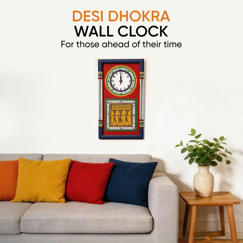 Desi Dhokra Wall Clock - Red media 3