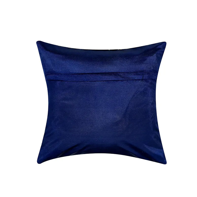 Golden Frond Velvet Cushion Cover (Blue) - Set Of Five media 4