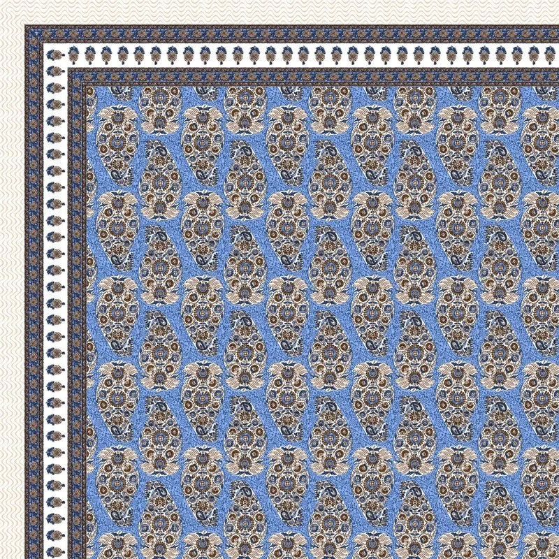 Artor Cotton Bedsheet (Blue,Brown) - 240 TC media 5