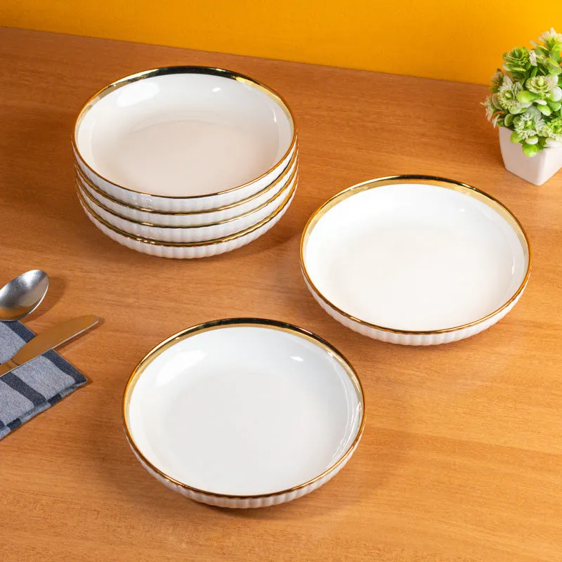 Elegant White Porcelain Quarter Plates with Gold Rim - Set Of Two media 3